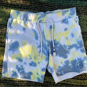 Sol Angeles Blue and Yellow Tie-Dye Lounge Shorts